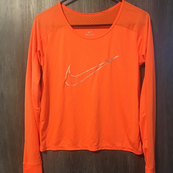 orange dri fit long sleeve shirt